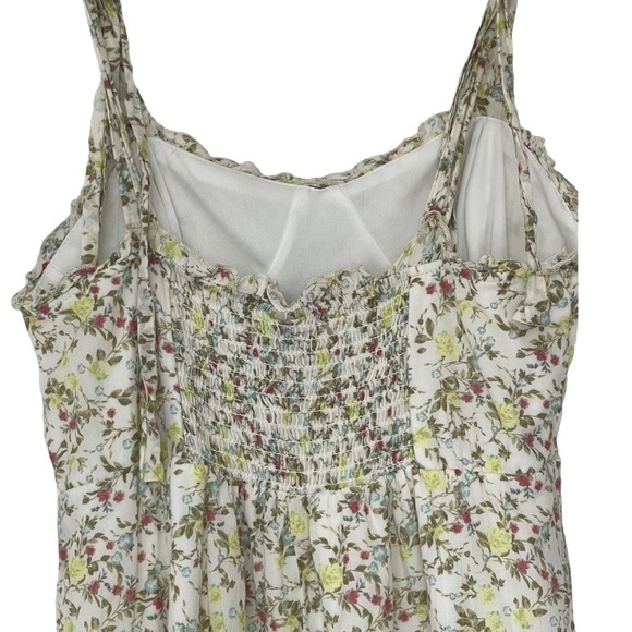 Wild Fable Cream Floral Spaghetti Strap Shirred Mini Dress - Size Medium - Picture 3 of 6